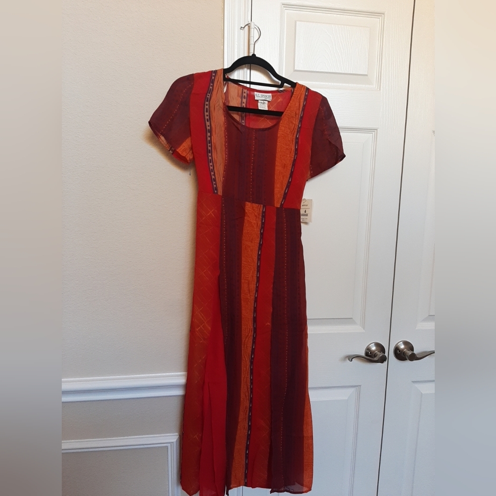 🆕️Elegant Vintage Y2K Red and Orange Maxi Dress